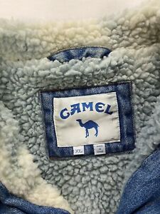 Vintage Camel Denim Jean Trucker Jacket Size Large XL Sherpa Lined