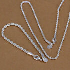 twisted Solid neckalce 4mm chain 16-24inch silver rope 925 &
