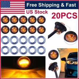 20X Amber 3/4"Round LED Bullet Clearance Side Marker Lights For Truck Trailer RV - Picture 1 of 11
