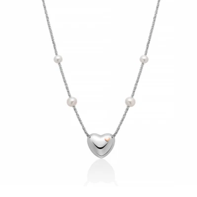 Collana Donna Argento925 Cuore Elemento Oro375 9K TPerle Bianche 7-7,5 _PCL6445 - Immagine 1 di 2