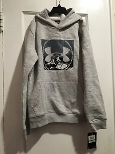 Under Armour Youth Gray Graphic Pattern UA Fleece Hoodie Hooded Sweatshirt Sz L - Picture 1 of 5