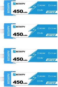 4pcs BT2.0 450mAh 1S Battery 3.8V 30C Lipo Battery with BT2.0 Connector - Picture 1 of 5