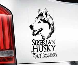 Husky - Pegatina para ventana de coche - Siberiano perro a bordo letrero calcomanía artística regalo - V01NEGRO - Imagen 1 de 1