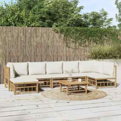 Garten Lounge Set mit Kissen Sofa Garnitur Sitzgruppe Gartenmöbel Bambus vidaXL - Bild 1 von 4