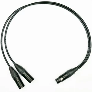 Female to Male XLRs Y Splitter Black Gold Neutrik Van Damme Pro Patch Cable - Picture 1 of 6