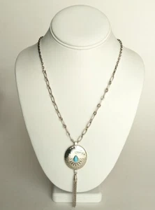 NEW NWOT Brighton MARRAKESH MESA Long Aztec Tassel Silver Turquoise Necklace - Picture 1 of 9