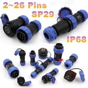 SP29 Aviation Plugs Docking Sockets IP68 Waterproof Inline Connectors 2~26 Pins - Picture 1 of 54