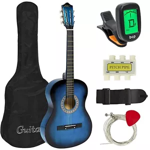KIT PACCHETTO CHITARRA ACUSTICA 38' PER PRINCIPIANTI CON CINTURINO DIGITALE ETUNER PICC PITC - Foto 1 di 1