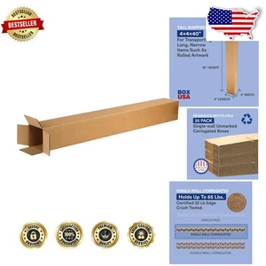 Recyclable 4x4x40 Tall Corrugated Boxes - Perfect for Shipping & Storage - Picture 1 of 8