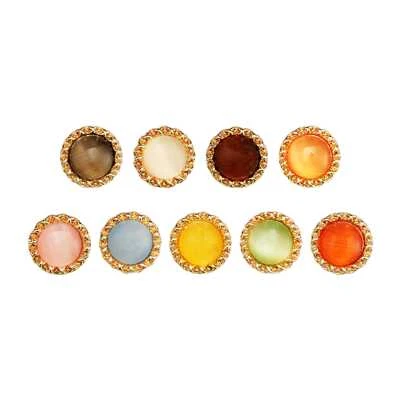 5pcs Vintage Round Metal Button with Glassy Center and Embellished Border 11.5mm - Image 1 of 4