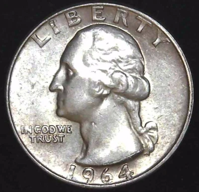 1964-P 25C Washington Quarter Uncirculated 90% Silver 25ucl0603 - Image 1 of 2