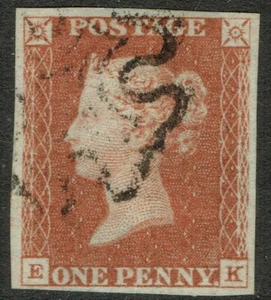 1841 1d Red Black Pl 11 EK 4m Light MX Very Fine Used Cat. £130.00 - Picture 1 of 1