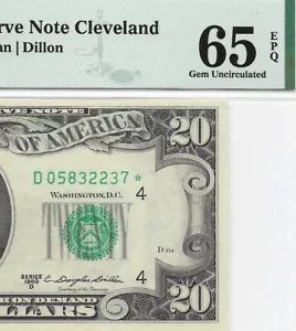 1950D $20 CLEVELAND * STAR * ⭐️ FRN. PMG GEM Uncirculated 65 EPQ Banknote. - Picture 1 of 3