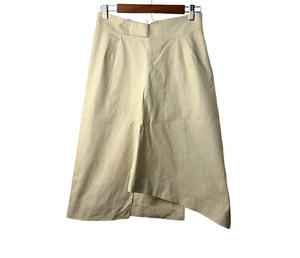 YSL Tan Color Asymmetrical Pleated A Line 2008 Runway Skirt Size F36 US 6 - Picture 1 of 12