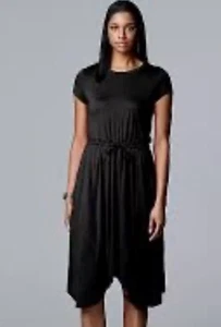 "Simply Vera" Sharkbite Hem Vera Wang Jersey Knit Dress Black Size Medium Soft - Picture 1 of 6