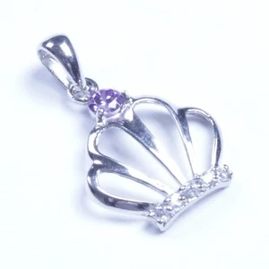 Colgante genuino de plata esterlina 925 de moda corona púrpura circonita Sy63 vendedor de EE. UU. - Imagen 1 de 1