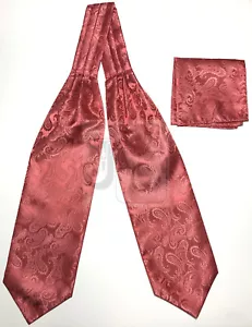 Hombre Coral Paisley Free Style Casual Ascot Cravat Y Pocket Square Hanky - Imagen 1 de 1