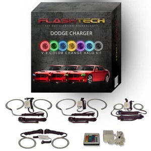 Kit de halo LED RGB y control remoto IR para faros y luces antiniebla Dodge Charger 2005-2010 - Imagen 1 de 11