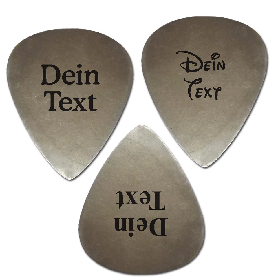 Plektrum Edelstahl graviert Plektron mit Wunschtext Name personalisiert Gravur - Bild 1 von 4