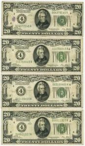 FR #2050D $20 1928 (4) FRN Cleveland Gold Clause Series '4' DC-6209 - Picture 1 of 2
