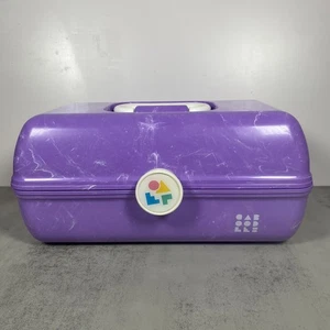 Vintage 1980s/1990s Caboodles Purple Makeup Storage Case 2 Tier Mirror - Picture 1 of 13