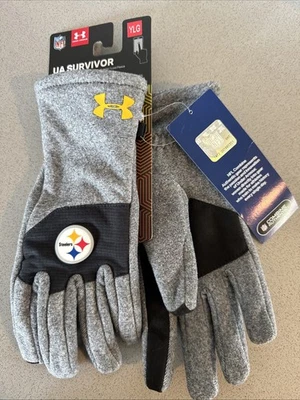 New Pittsburgh Steelers Under Armour Fleece Gloves, Youth Large NWT Reg $35 - Image 1 of 4