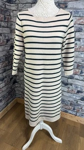 Boutique by Jaeger Strickkleid 100% Wolle beige grün gestreift Stretch Gr. L - Bild 1 von 8