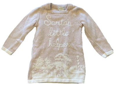 Savannah Knit Toddler Dress “Santa’s Little Helper” Girls Christmas Dress 24M - Image 1 of 4