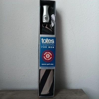 Guarda-chuva masculino Totes tamanho golfe abertura automática preto bronzeado NOVO - Imagem 1 de 4