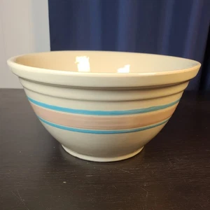 Vintage 80er Jahre große 12" Rührschüssel USA Ofengeschirr - Trans Farben blau pink weiß - Bild 1 von 4