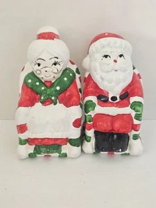 Vintage Weihnachten Santa Mr Mrs Claus Schaukelstuhl Keramik Salz & Pfefferstreuer - Bild 1 von 4
