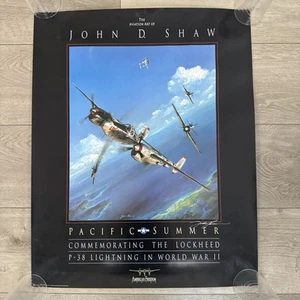 Signed John D. Shaw Military Aviation Poster Lockheed P-38 - Picture 1 of 4