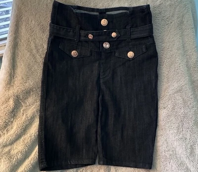 Rocawear Denim Bermuda Shorts Junior Women’s Size 9 Heathered Matching Belt EUC - Image 1 of 4