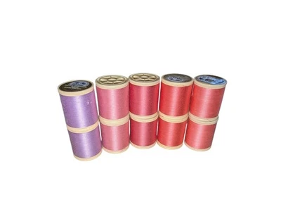 Lote de 10 Máquina Bordadora Vintage DMC 100% Hilo Algodón Rosa Púrpura Foto 1 de 4