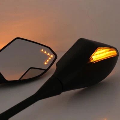 Motorcycle LED Turn Signal Rearview Mirrors For Suzuki GSXR600 GSXR750 2003-2018 - Image 1 of 4
