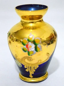 Jarrón de Murano Italia estilo bohemio dorado incrustado decorado 074 - Imagen 1 de 3