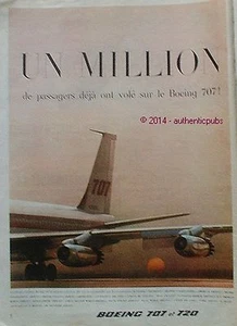 PUBLICITE AVION BOEING 707 ET 720 COMPAGNIE AERIENNE DE 1960 FRENCH AD ADVERT - Imagen 1 de 1