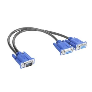 VGA Splitter Cable 1 Computer to Dual 2 Monitor Male to Female Wire (Blue) - Picture 1 of 7