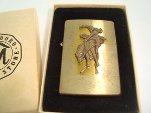 Vtg 1994 Zippo Lighter- Marlboro Country Store - Bucking Bronco Cowboy-In Box - Picture 1 of 13