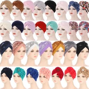 Sombrero de hiyab para mujeres musulmanas plisado pañuelo envolvente gorro gorras de quimioterapia turbante para pérdida de cabello - Imagen 1 de 86