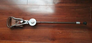 Vintage Tirion Seat Stick Leather Aluminum Made In England Cracks in Leather - Picture 1 of 12