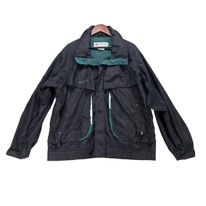 Chaqueta de esquí vintage Columbia Winter Game cremallera completa a presión para hombre grande negra verde - Imagen 1 de 10