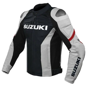 Suzuki Männer MotoGp Rindsled Leder Straße Rennen Motorradjacken Geschützt - Bild 1 von 2
