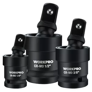 WORKPRO Impact Universal Joint Se 3 Piece-1/2"3/8"1/4"'' Drive Swivel Socket Set - Picture 1 of 10