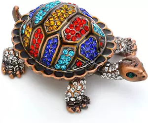 Vintage Turtle Jewelry Trinket Box Hinged,Hand-Painted Sea Animal Figurine Colle - Picture 1 of 20