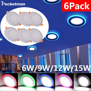 2~6pc RGB Downlight Dual Color LED Panel Light Recessed Ceiling Lamp 85~265V