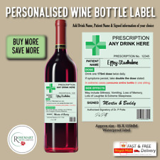 Personalised Prescription Wine Bottle Label - Novelty Birthday Christmas Gift
