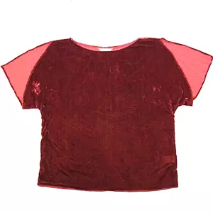 Veronika Maine Women Top Red Corduroy Short Sleeve Shirt Formal Size 10 - Picture 1 of 10