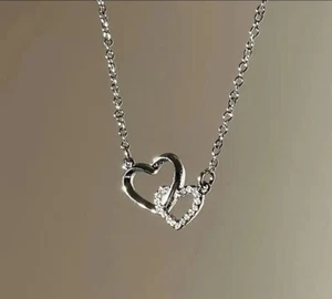 Valentine's Day Heart Pendant Necklace w/ Sparkling Gemstone - Picture 1 of 5