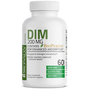 DIM 200mg w/ BioPerine - Estrogen Metabolism Balanced Hormones, 60 Veg Capsules